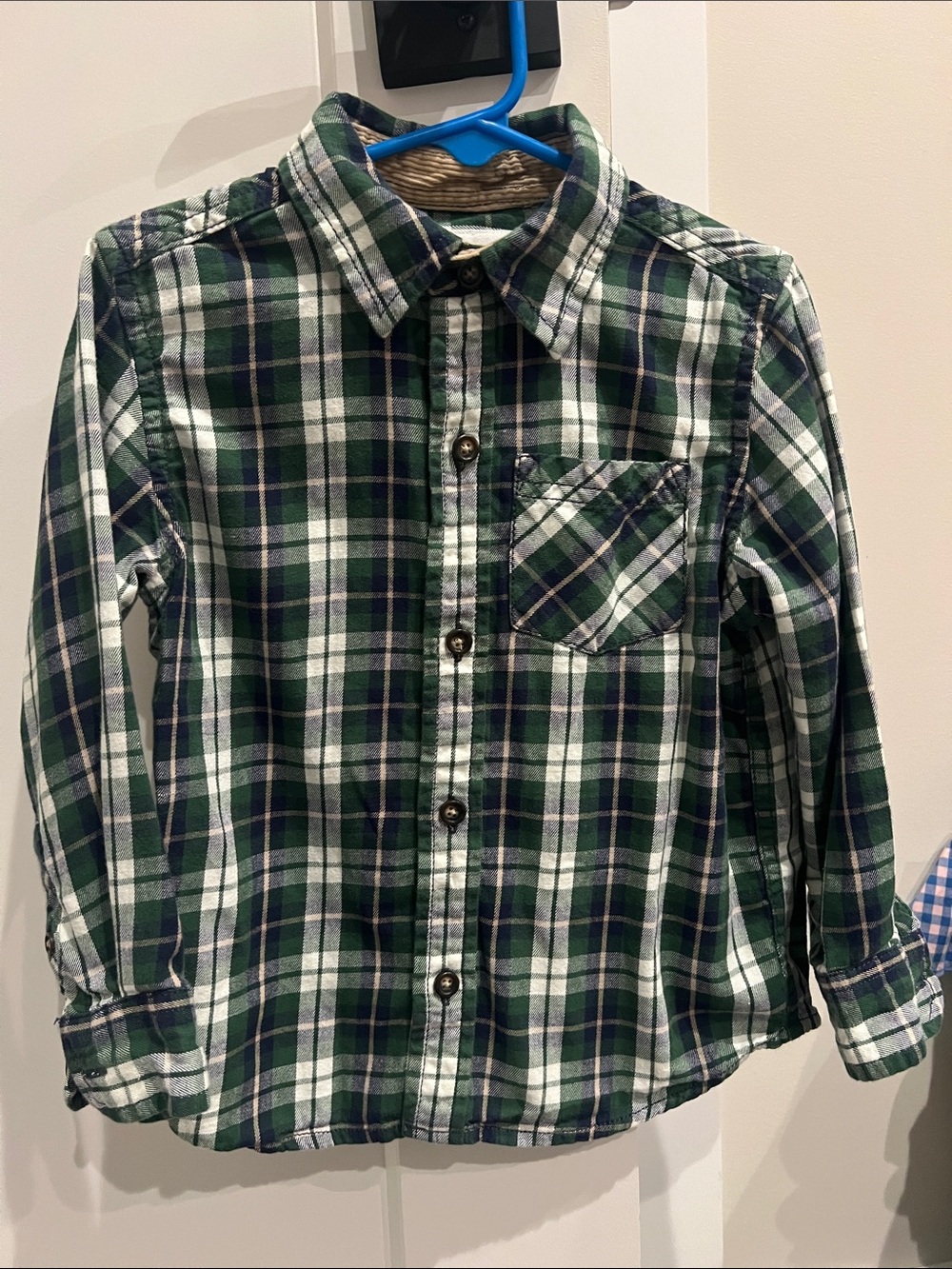 Sonoma Green & Navy Plaid Button-Down Shirt